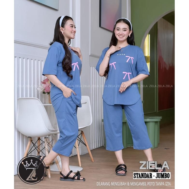 Ziela Set Combed Pendek/One Set Kaos Combed 7/8 Ory Ziela/Set Wanita Bahan Kaos