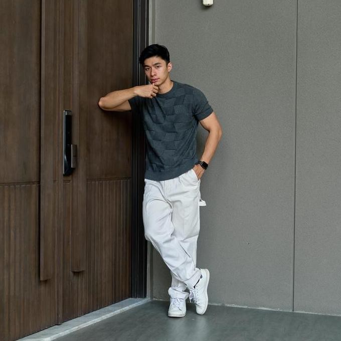 OKS Kale ZAC - Sweater Rajut Pria - Sweater Rajut Lengan Pendek