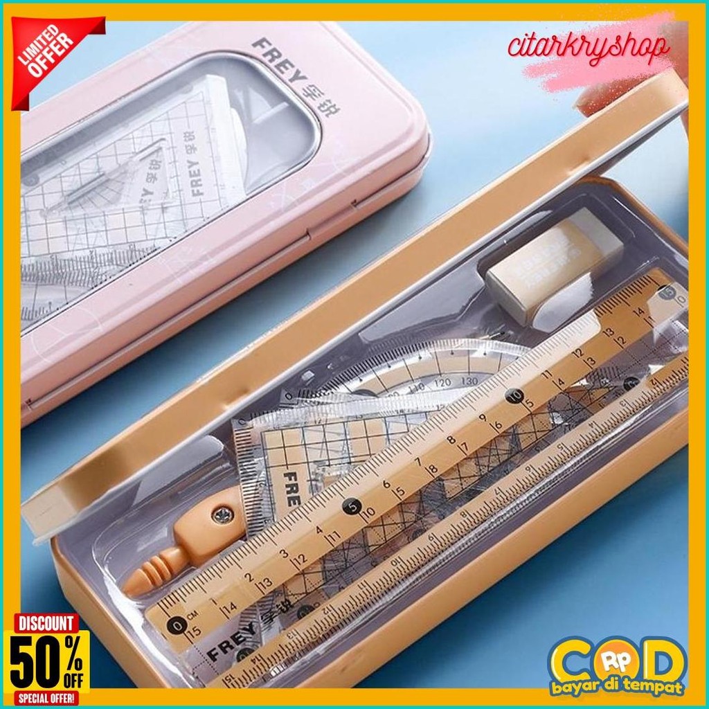 

[Dotding] 7Pcs Kompas Set Matematika + Kotak Pensil Logam Tahan Lama - Alat Tulis Sekolah & Kantor Bonus Penggaris & Penghapus/7 Pcs/Set Geometry Compasses Ruler Protractor Cute Drawing Math Study Tool School Stationery H261 Terlengkap Dan Termurah