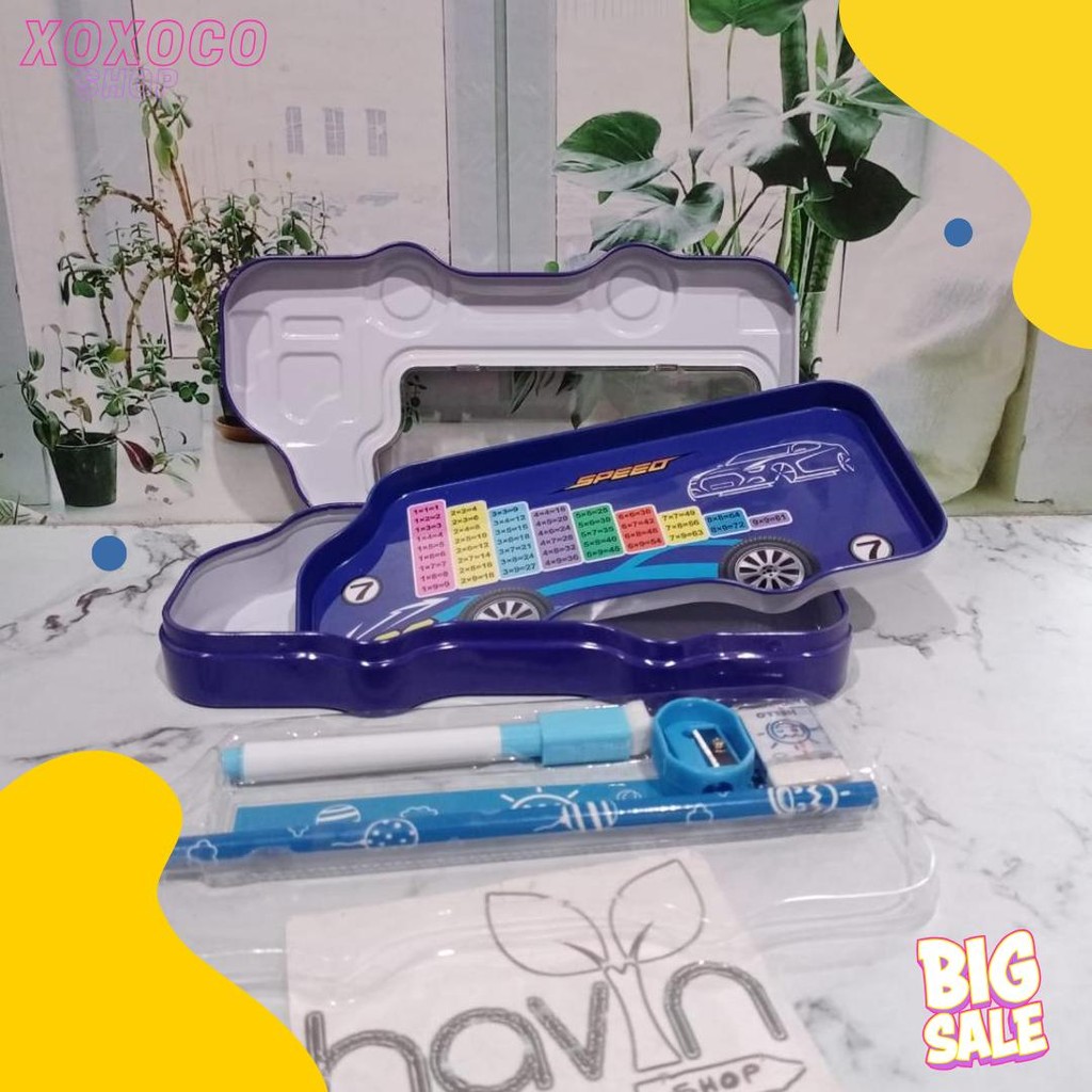 

((Baca Keterangan))Kotak Pensil Bahan Kaleng Model Truk Besar Kecil Pencil Case Tempat Pensil Bus Roda Diskon