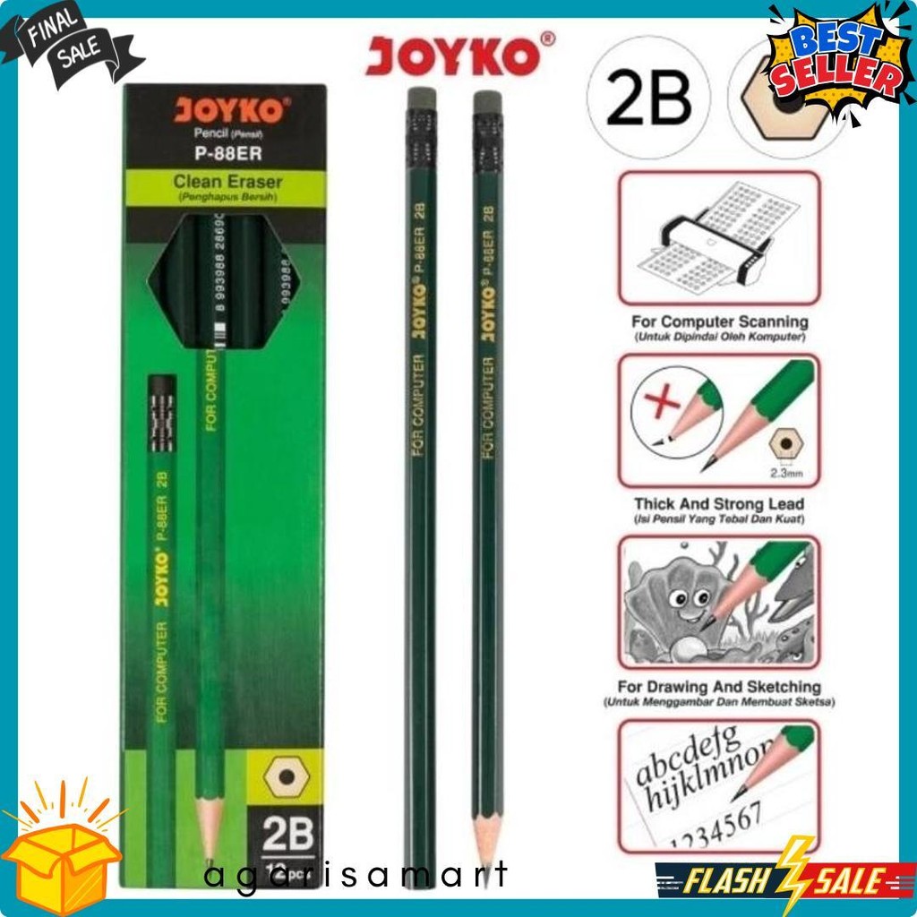 

(12Pcs) Pensil 2B Joyko P-88Er/Pensil 2B Joyko Terlengkap Dan Termurah