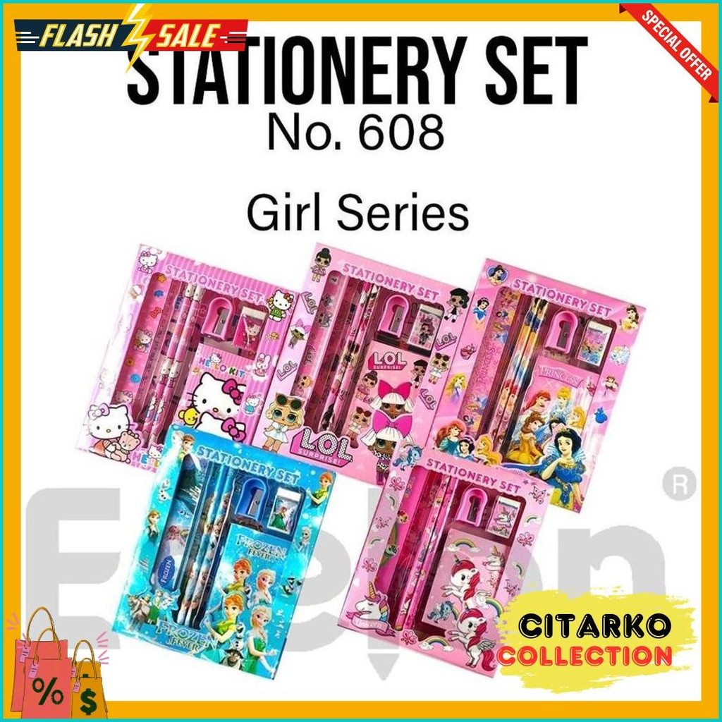 

[Es.Jkt] Paket Alat Tulis 6In1 Notes 608 / Alat Tulis Set Karakter / Stationery Set + Notes Terlaris! Produk Ini Banyak Dicari