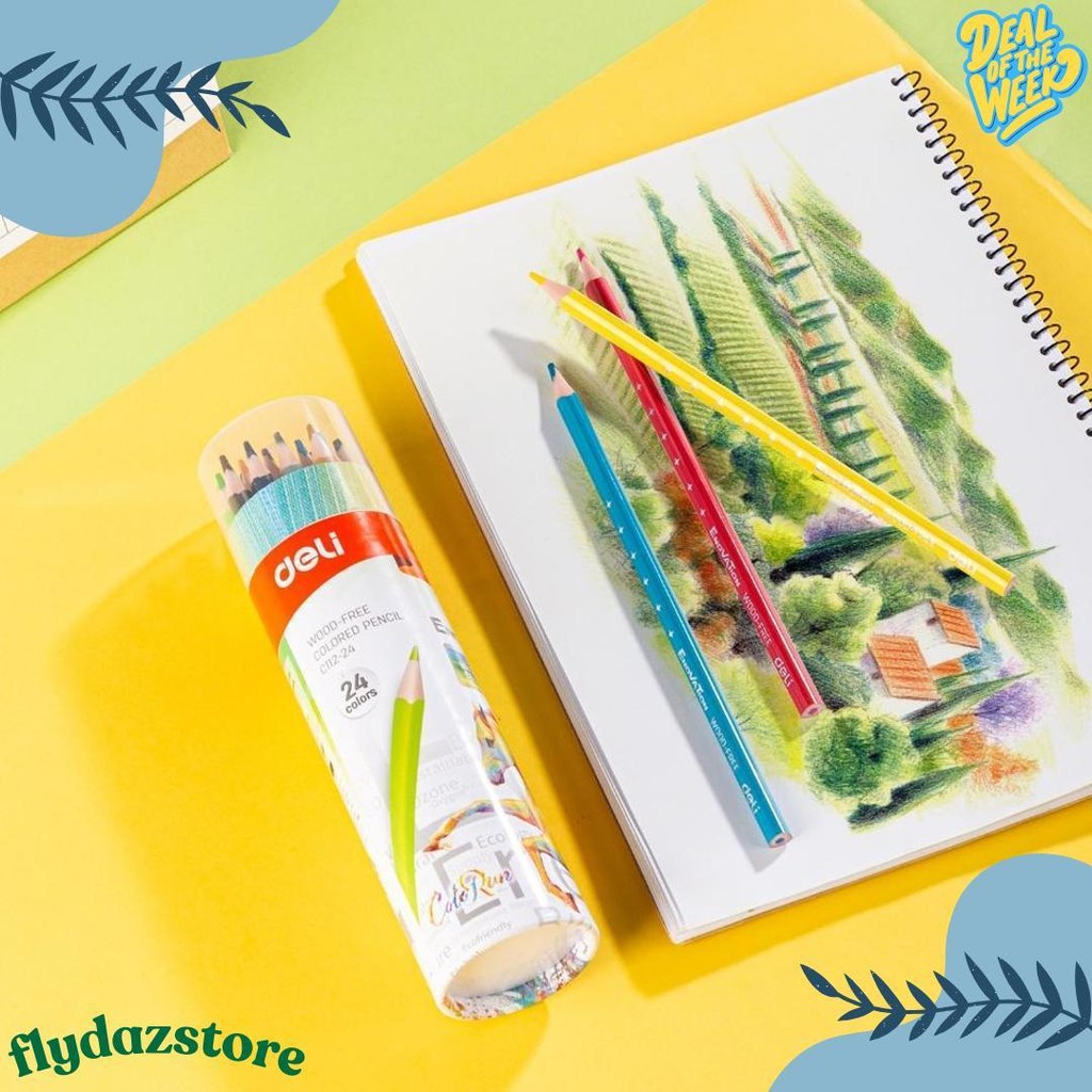 

Deli Pensil Warna / Colored Pensil 12 24 Warna Sangat Terang Ec112 Diskon