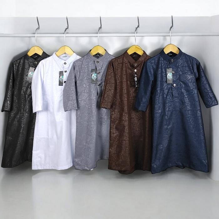 LW Gamis Embos Jubah Sultan Pakaian Muslim anak Laki Laki Terbaru Abu Navy Cokelat Putih Hitam Baju 