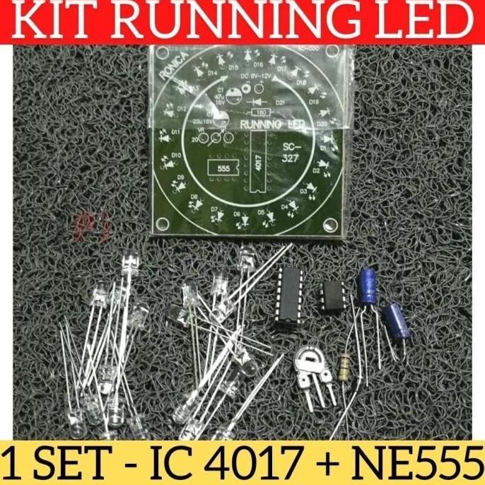 Kit Running Led Diy Plus Pcb Dan Komponen Komplit Ne555 + Ic 4017