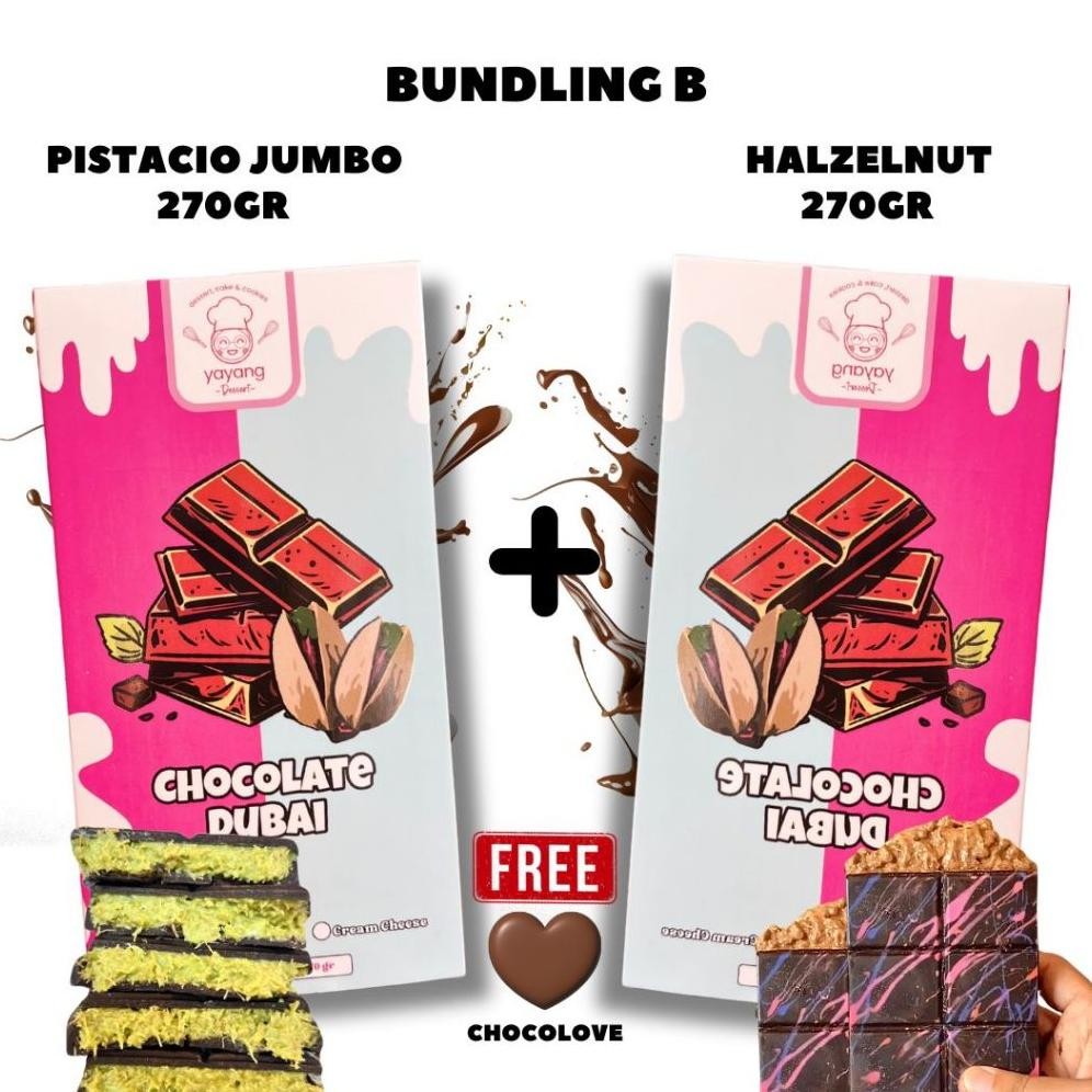 

Bundling B Coklat Dubai Pistachio Kunafa Jumbo 1pcs + Hazelnut Kunafa Jumbo 1pcs Nugi