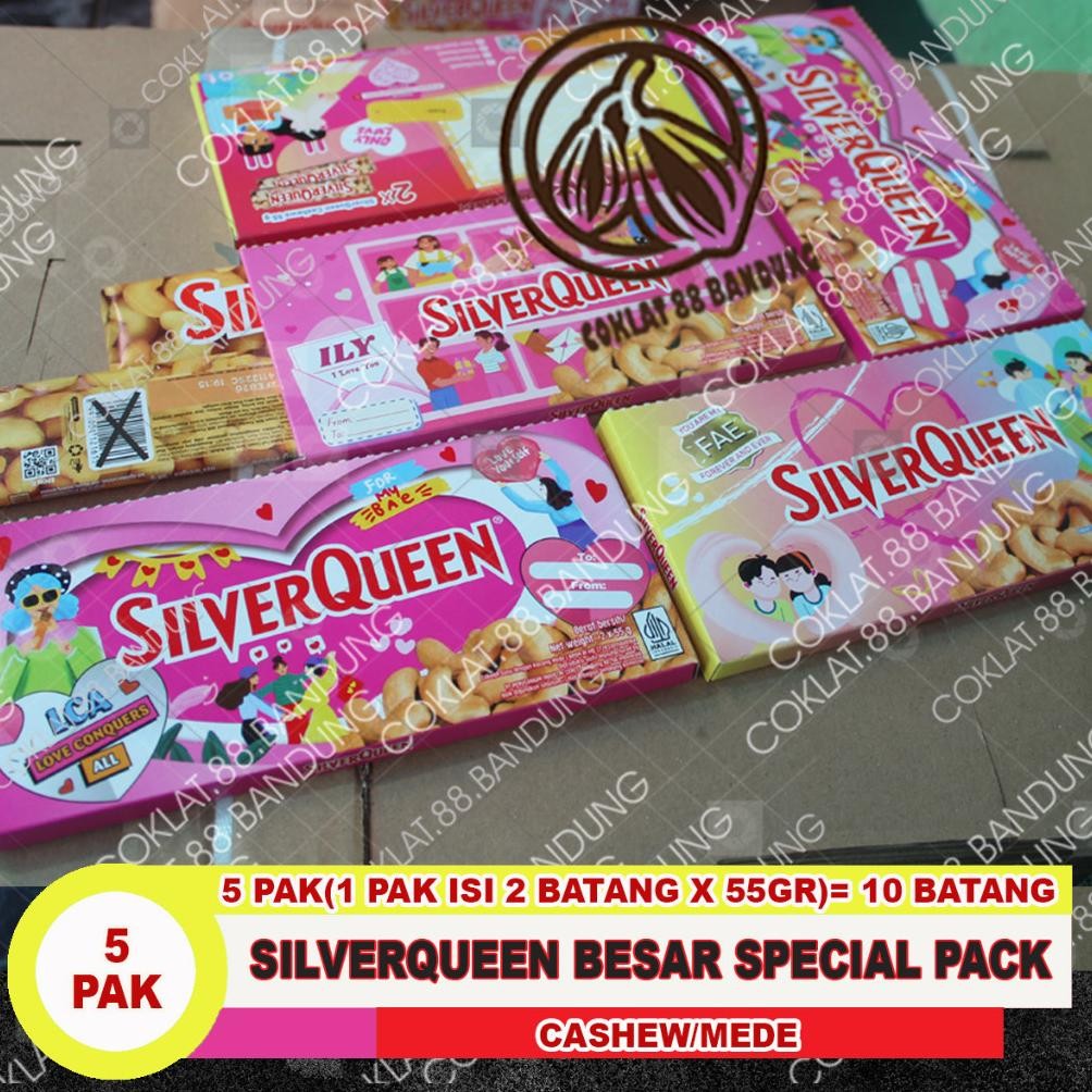 

SILVERQUEEN 55 gram X 10 PCS CASHEW SPECIAL PACK, SILVERQUEEN 55gr, COKLAT SILVER QUEEN MEDE 5 PAK Nugi