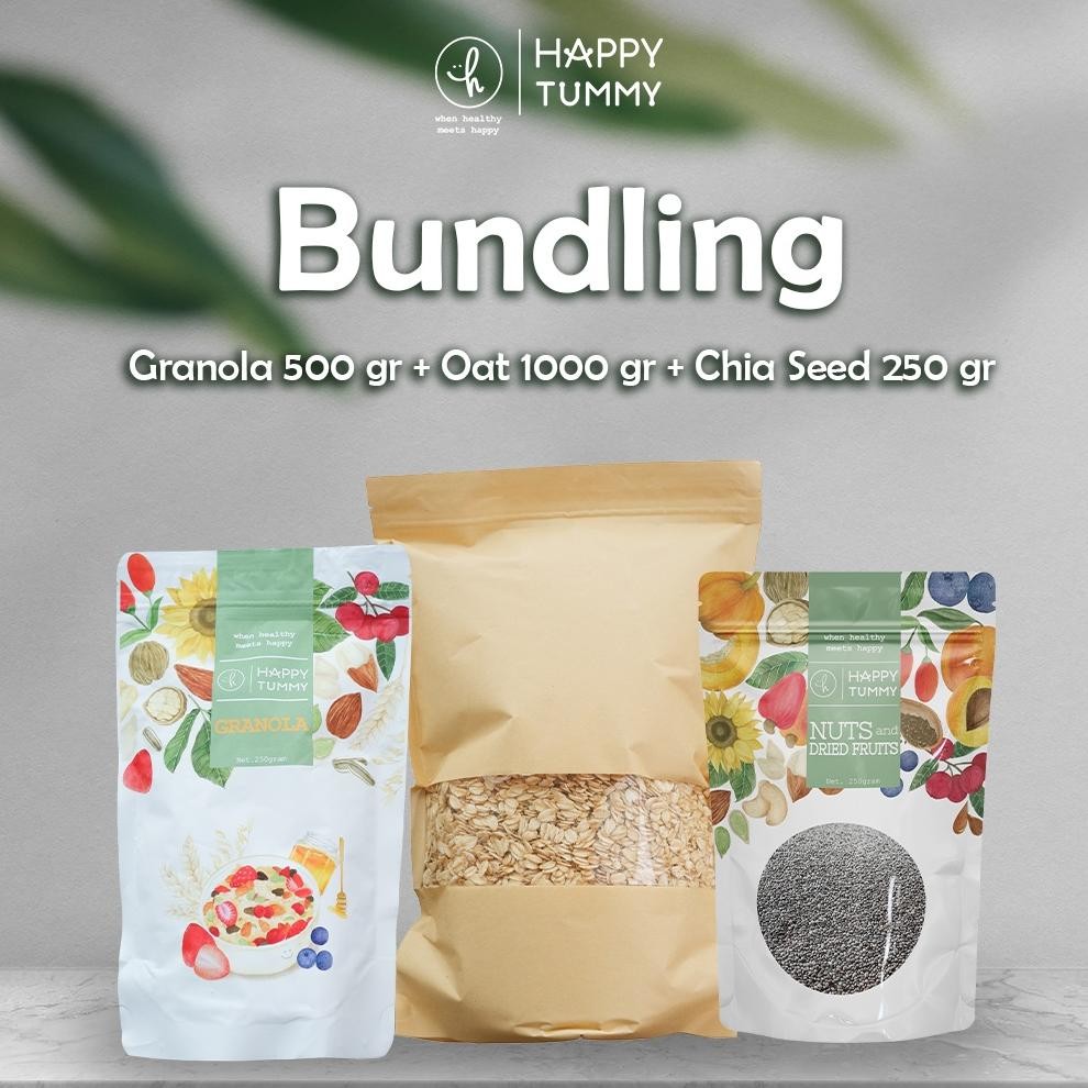 

Happy Tummy - Healthy Food Granola 500 Gram / Chia Seed / Rolled Oat Premium Nugi