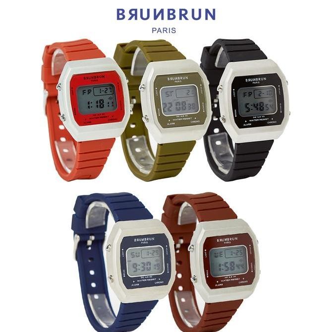 BRUNBRUN PARIS JAM TANGAN DIGITAL UNISEX PRIA WANITA SPORT NINON WATCH - TAHAN AIR STRAP RUBER WATER