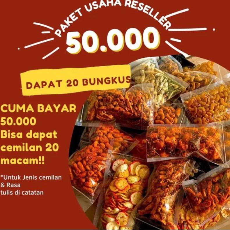 

20bungkus CEMILAN PAKET RESELLER isi 50gram cuma 50.000 !! Nugi