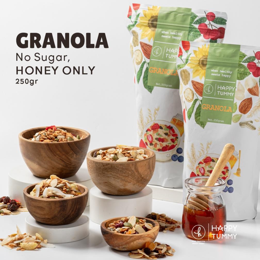 

Happy Tummy - Healthy Food Granola 250 gr Crispy Roasted - Cemilan Sehat Nugi