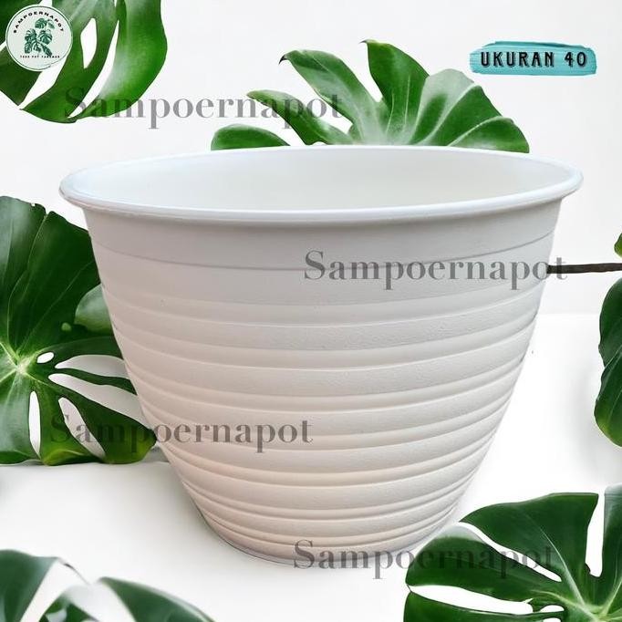 Tersedia Pot Bunga Tawon Putih 40cm - Pot Tanaman Plastik Minimalis