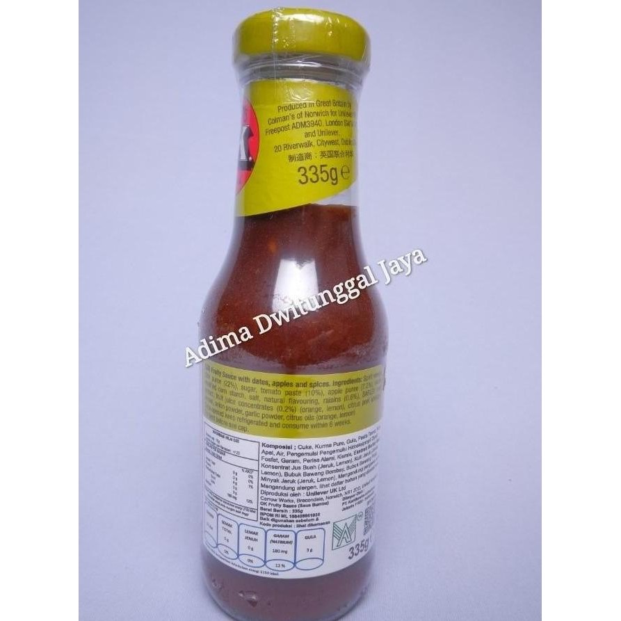 

Promo Colman'S Ok Fruity Sauce 335Gr Saus Buah Untuk Masakan Bbq
