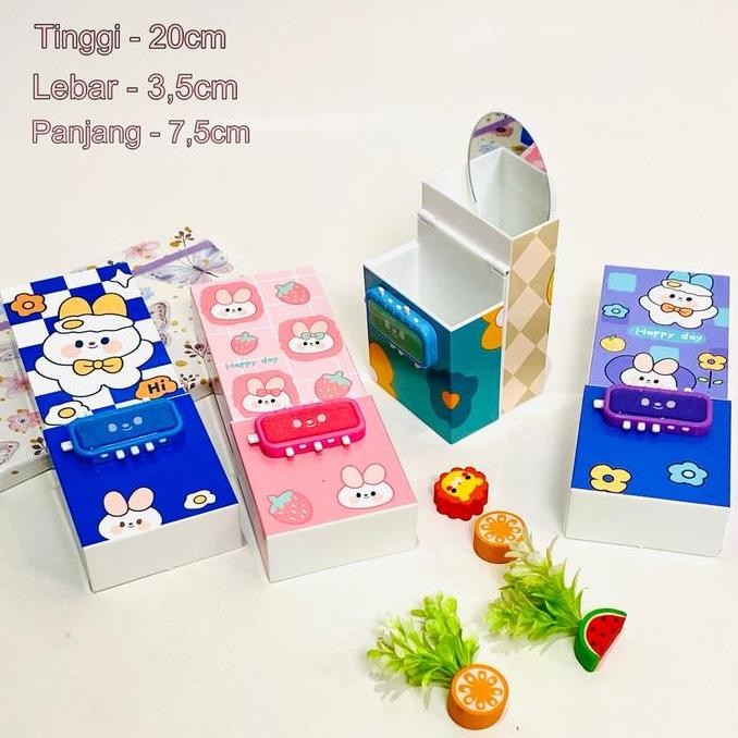 

BOS Kotak Pensil Plastik Kode Pin 2 Susun + Cermin / Pencil Case / Tempat Pensil TRM