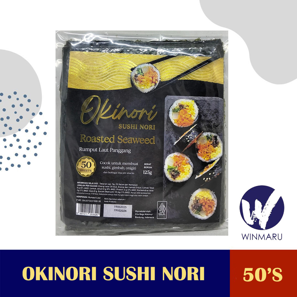 

Okinori Sushi Nori Seaweed Rumput Laut 50 sheets/lembar