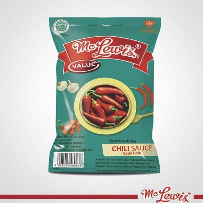 

Saus Sambal Cabe Mclewis Chili Sauce 1 kg x 12 pcs Dus Karton Mc Lewis