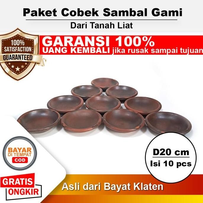 

10pcs - Diameter 20 cm - Paket Usaha Sambal Gami Bakar Piring Cobek Tanah Liat Tahan Panas Cowek Coek Cowet Coet Asli