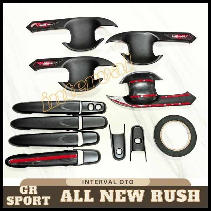 DISKON PAKET OUTER HANDLE PEGANGAN PINTU MOBIL RUSH 2018-2023 GR SPORT HITAM 