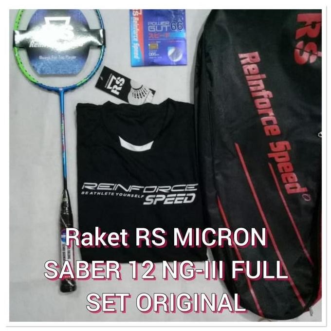 Free Pasang Raket Badminton Rs Micron Saber 12 Ng-Iii Full Set Komplit