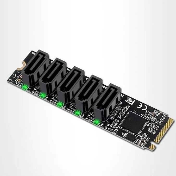 TERBARU - M.2 Nvme To Sata 3.0 5 Ports Adapter Converter Card