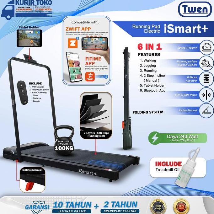 TWEN ISmart ISmart+ Treadmil Listrik Treadmil Portable Treadmil Walking Pad Treadmil Running Pad Tre
