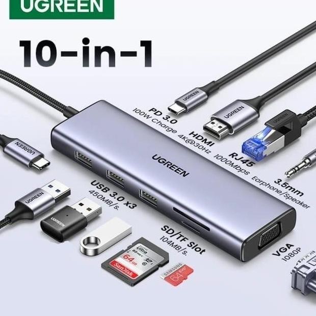 CONVERTER USB HUB TYPE C TO HDMI VGA FOR MACBOOK WINDOWS 11 IN 1 PX UCH011