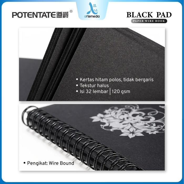 

BEST SELLER Potentate Black Paper Sketchbook Wire Bound Spiral Buku Sketsa