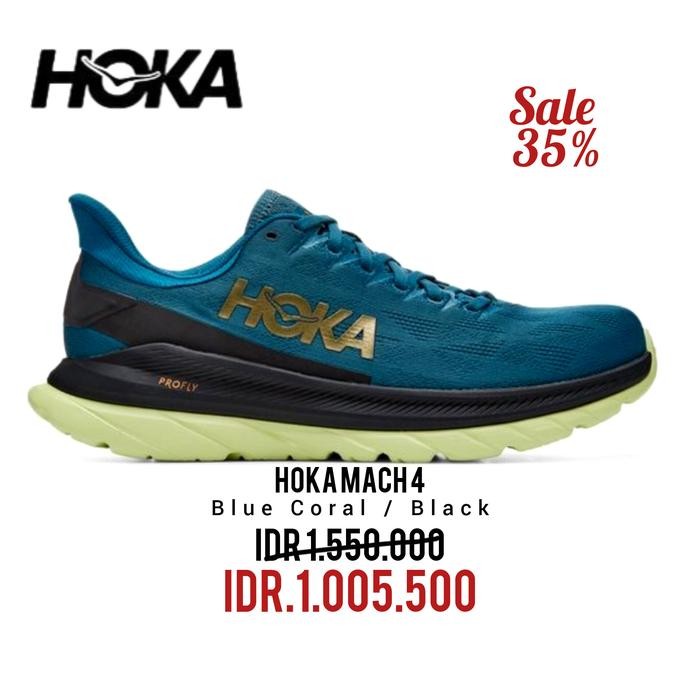BEST SELLER HOKA MACH 4 BLUE CORAL / BLACK ORIZINAL