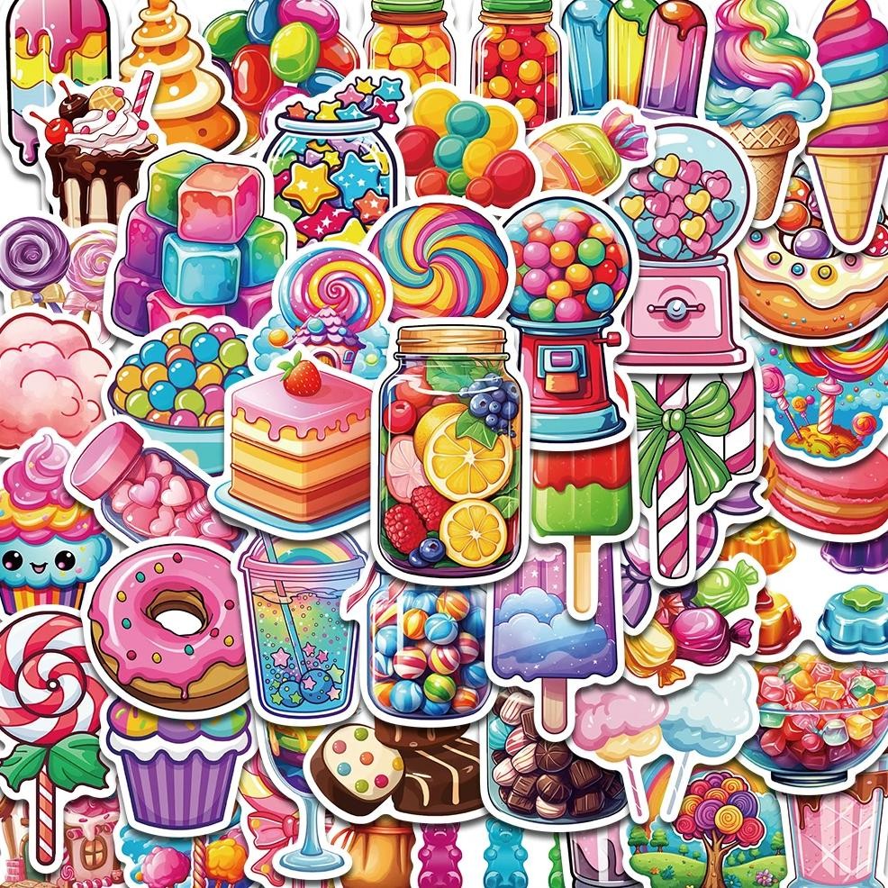 

50Pcs Rainbow Candy Creative Stickers Painting Aesthetic Cute Style Retro Laptop Scrapbooking Luggage Graffiti Waterproof Decals