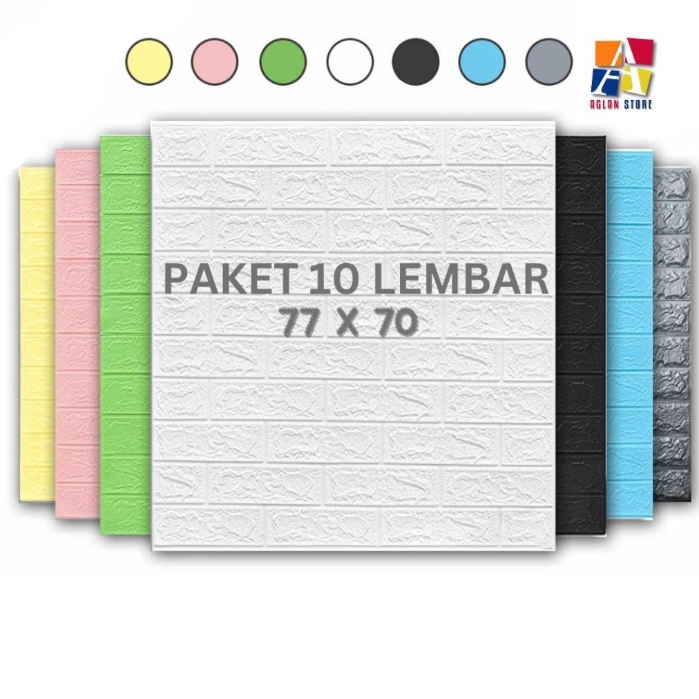 Terlaris Isi 10 Pcs- Wallpaper Dinding Batu Bata Putih 77X70 Anti Air