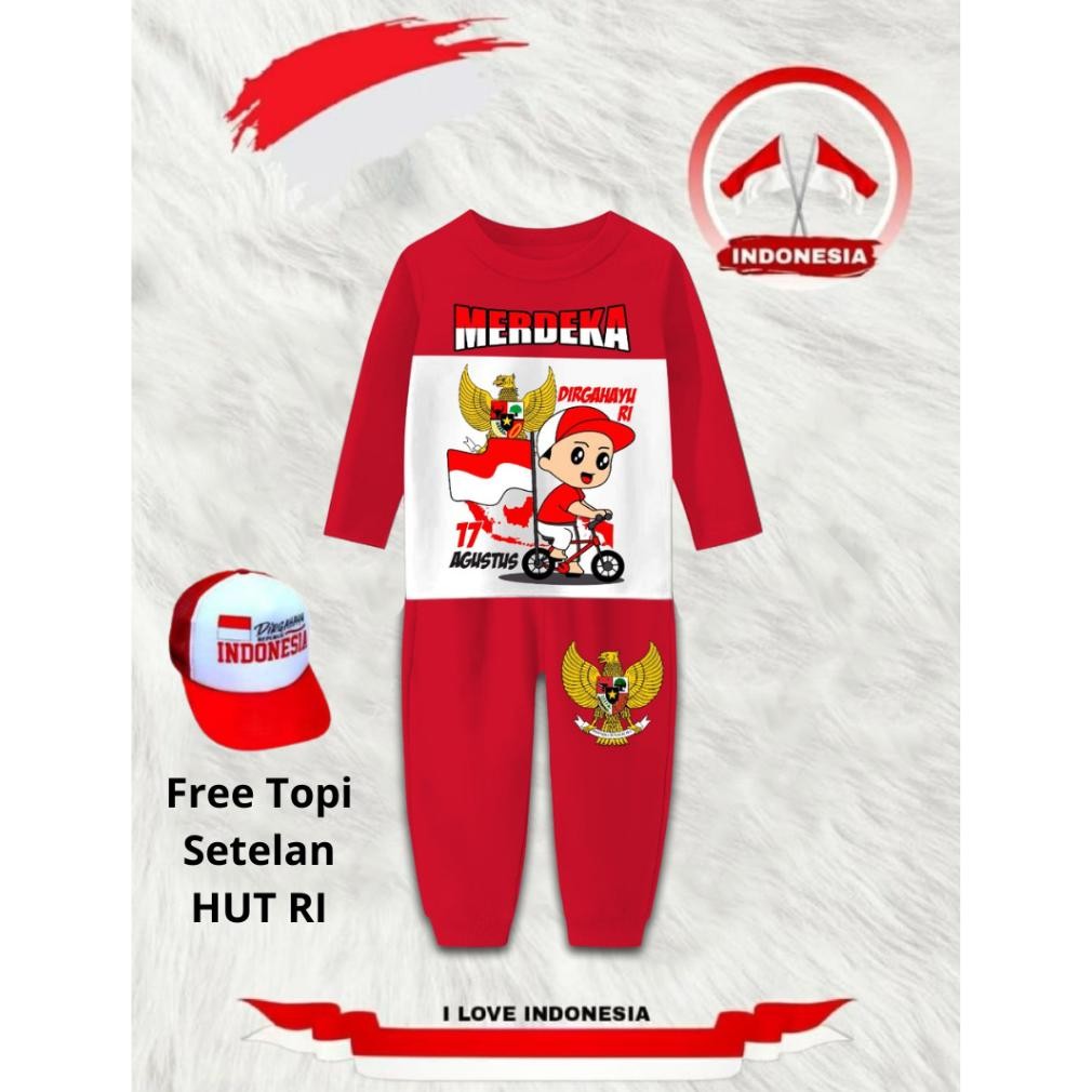 Rwe-45 Setelan Anak Untuk 17 Agustus Kemerdekaan Republik Indonesia Usia 2-10 Tahun Rwe-45