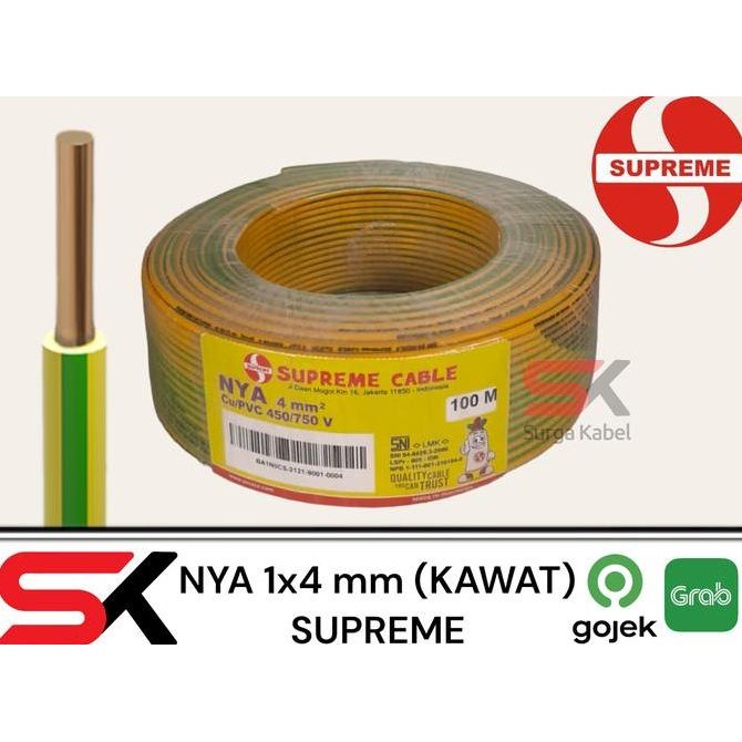 Nya 1X4Mm Supreme/ Kabel Grounding 1 X 4 Mm/ Kabel Nya/ Tunggal 4Mm