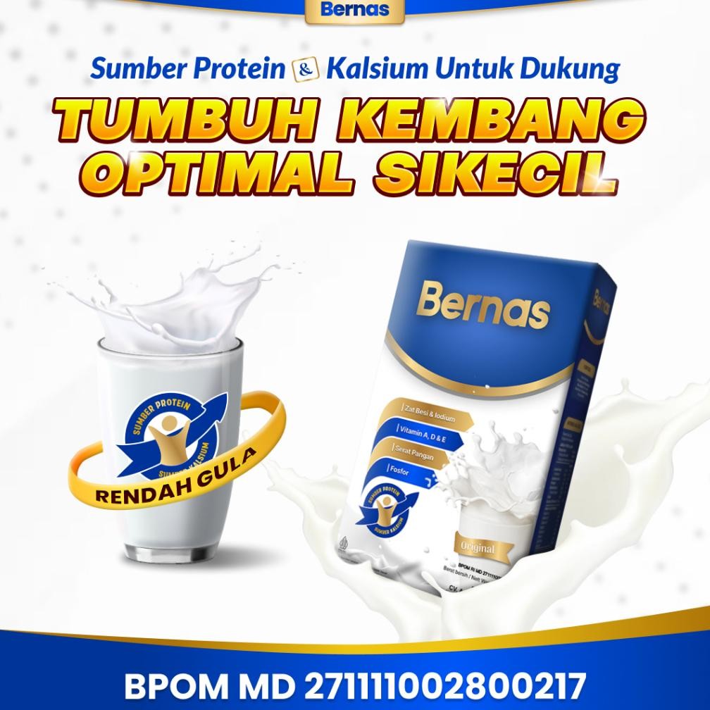 

BERNAS - Susu Anak Hingga Remaja | Sumber Kalsium dan Protein, Whey Protein, Fosfor, Vitamin A, D, E, Zat Besi & Iodium Nugi