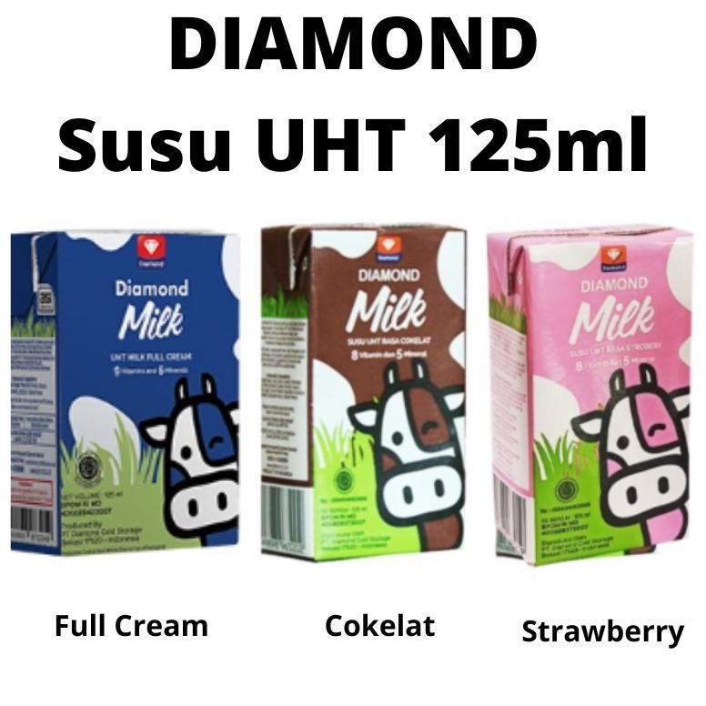 

DIAMOND Susu UHT 125ml (Chocolate/Full Cream/Strawberry/Marshmallow/Honey) 1 Karton Nugi
