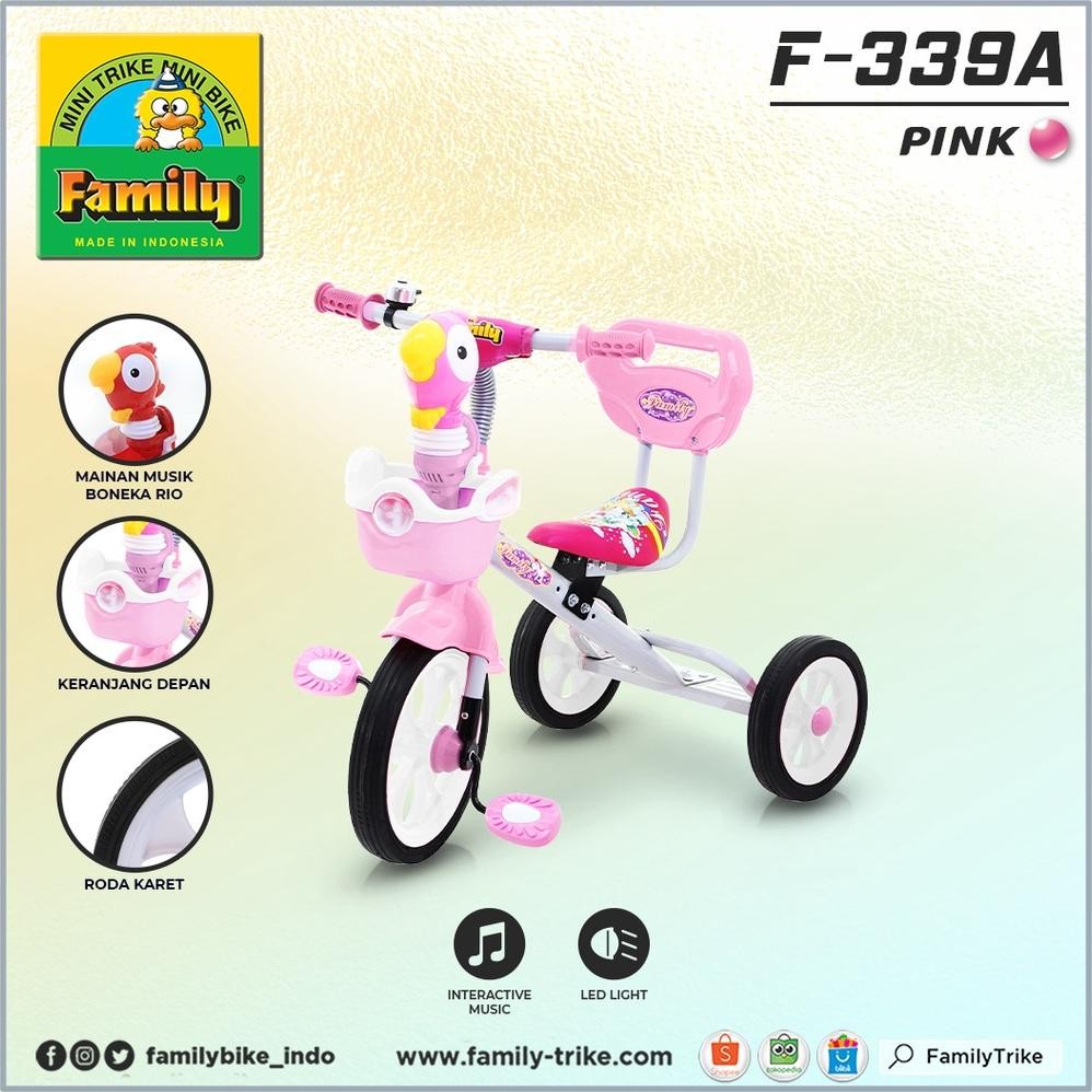 Terlaris Family F339A Sepeda Roda Tiga Anak Boneka Rio Ic Music 1-3 Tahun Ban Karet Bmx Baby Tricycl