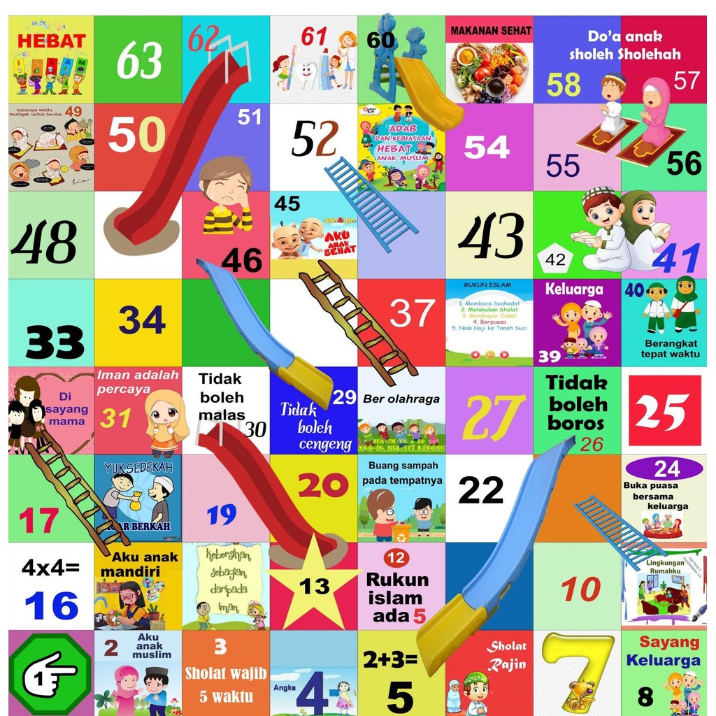 ular tangga jumbo plus boneka dadu 1.5x1.5m