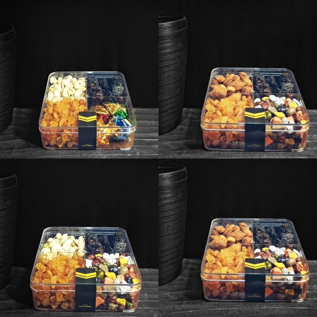 

Paket Hampers Exclusive Oleh-oleh Haji dan Umroh Premium Toples Square Sekat 4 Nugi