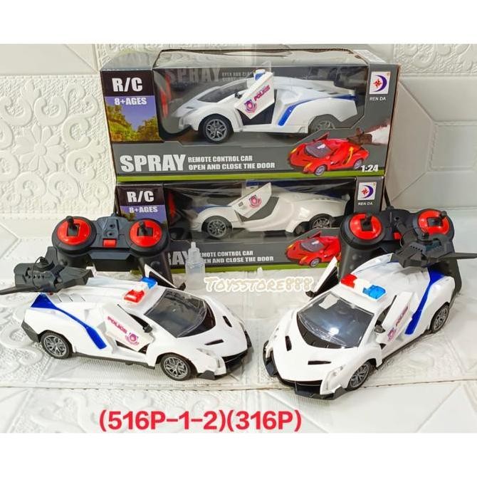 Mainan RC POLICE 1:24 SPRAY RC Asap RC Mobil Remote Control Asap