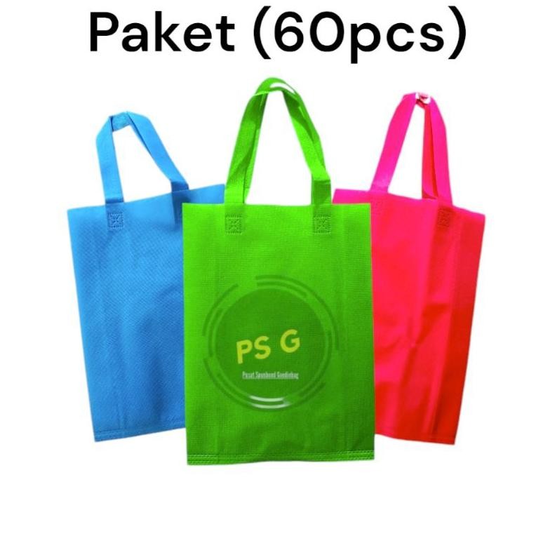 

~isi 60 Pcs~ Goodie bag 25x35x8 Tas Spundbond/Tas Hampres/Tas Belanja kain 55Gsm Nugi