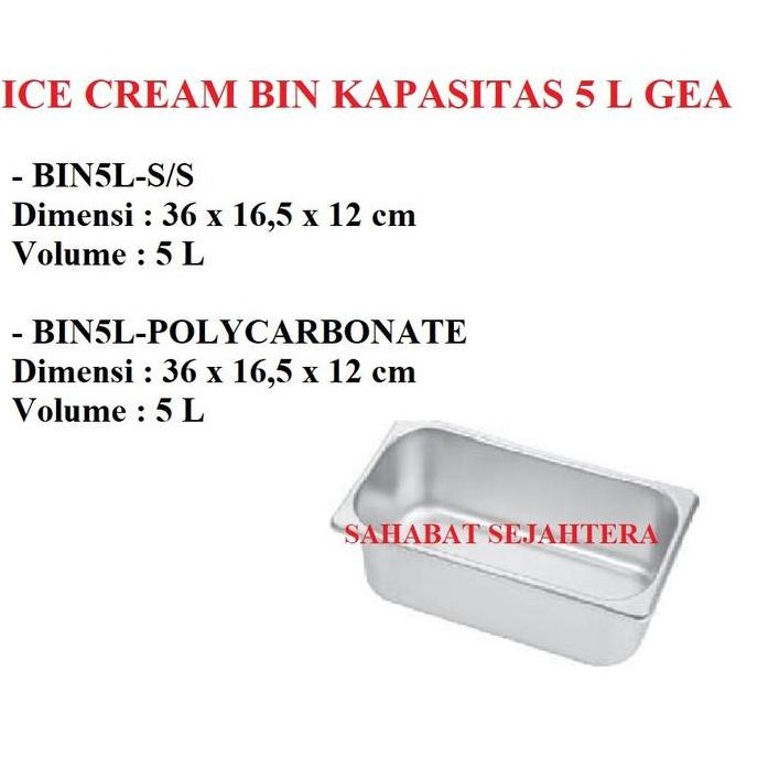 

Promo ICE CREAM BIN GEA TIPE (BIN5L-S/S) COD