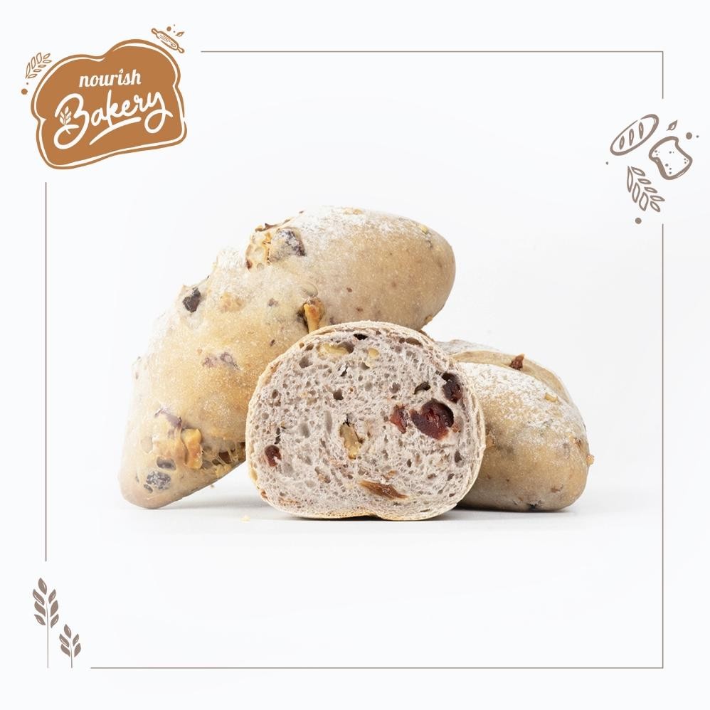 

Vegan Dried Fruits & Walnut Sourdough - 100% Sourdough Soft Bread dengan Dried Fruits & Walnut Nugi