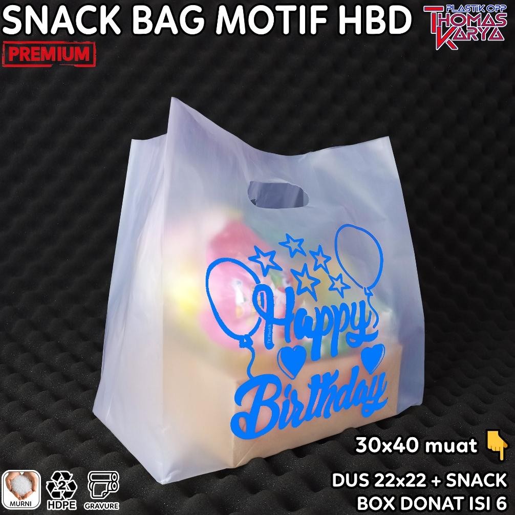 

Kantong Plastik Dove 30x40 Motif Happy Birthday Biru Isi 50 Tas Snack Ulang Tahun / Dus Donat Isi 6 / Box 22x22 Nugi