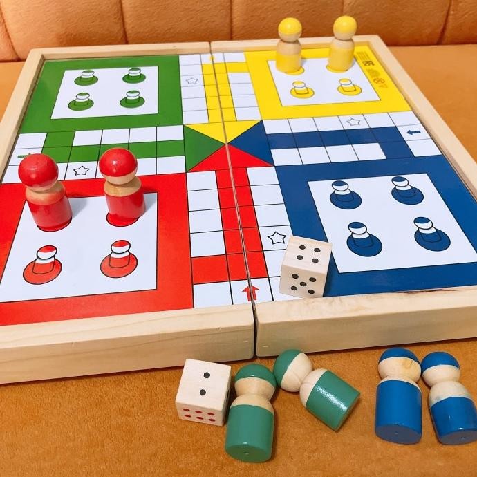 Mainan Ludo kayu pinus ber SNI