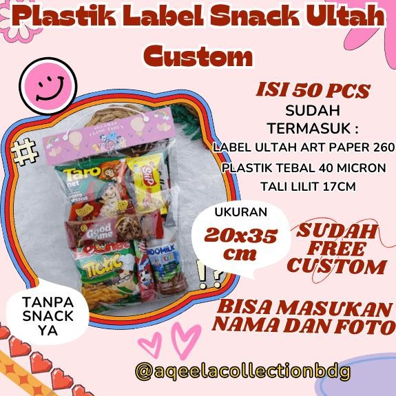 

[50Pcs]Plastik Label Snack Ultah Custom Uk 20x35cm Ulang tahun Nugi