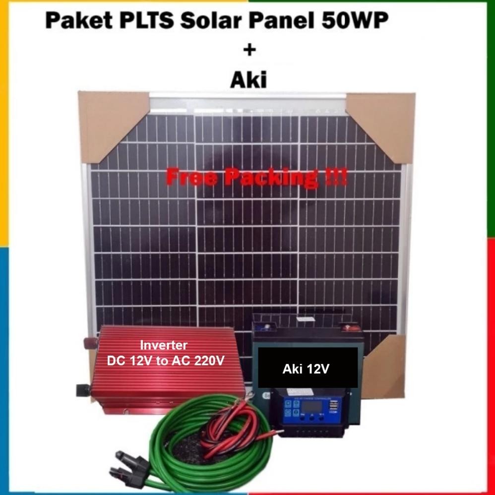 Paket PLTS Solar Panel 50WP + Aki
