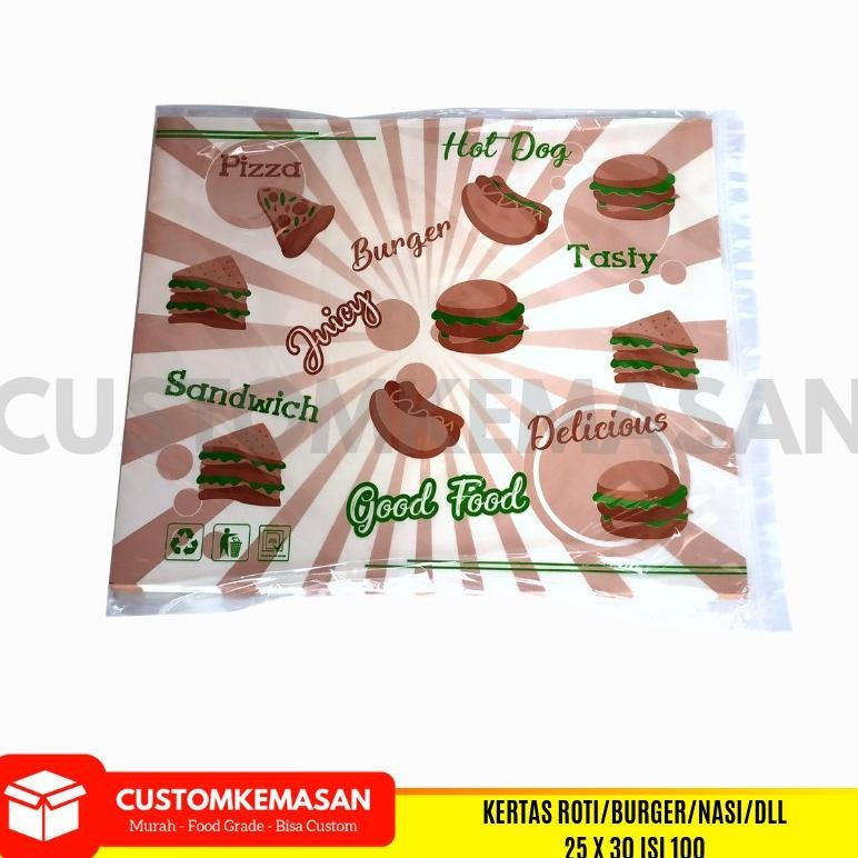 Kertas Pembungkus burger, Kertas Nasi, Kertas Roti ,Kertas Nasi KFC Anti Minyak, Anti Panas Nugi