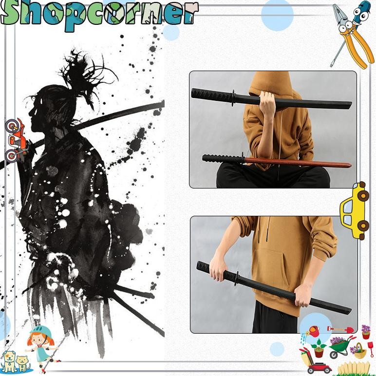 100cm Mainan Pedang Kayu Cosplay Mainan Pisau Samurai Hitam Jepang Katana Samurai Latihan Wooden Swo