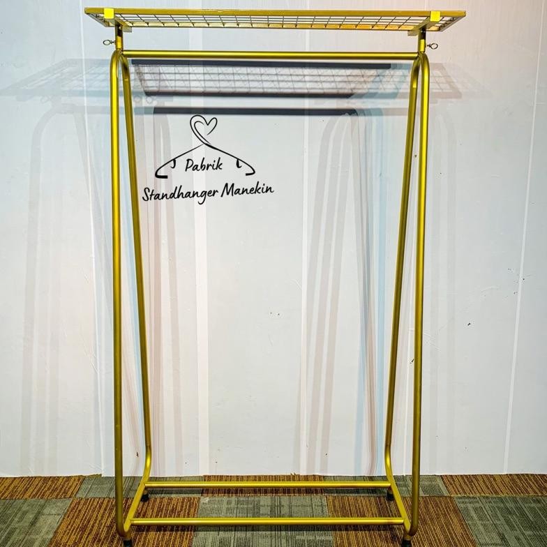 Terlaris Standhanger Viral Tiang Oval Kaki Siku Gold | Display Baju Mewah 180 Cm | Display Baju Gold