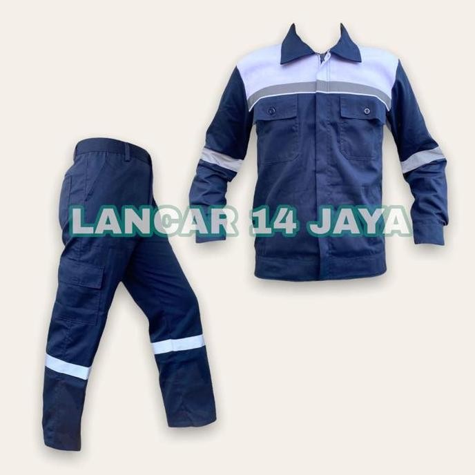 Set Kerja Lengan Panjang Kombinasi / Wearpack Safety / Setelan Baju Kerja / Baju Proyek / Baju Bengk