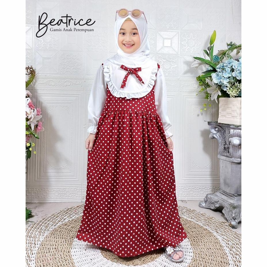 Berkualitas CKids Gamis Anak Perempuan Beatrice Polkadot ~
